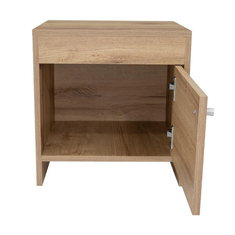 Mesa de Noche Tutto, Café Claro, con Cajón para Guardar Objetos Ideal para Espacios Reducidos