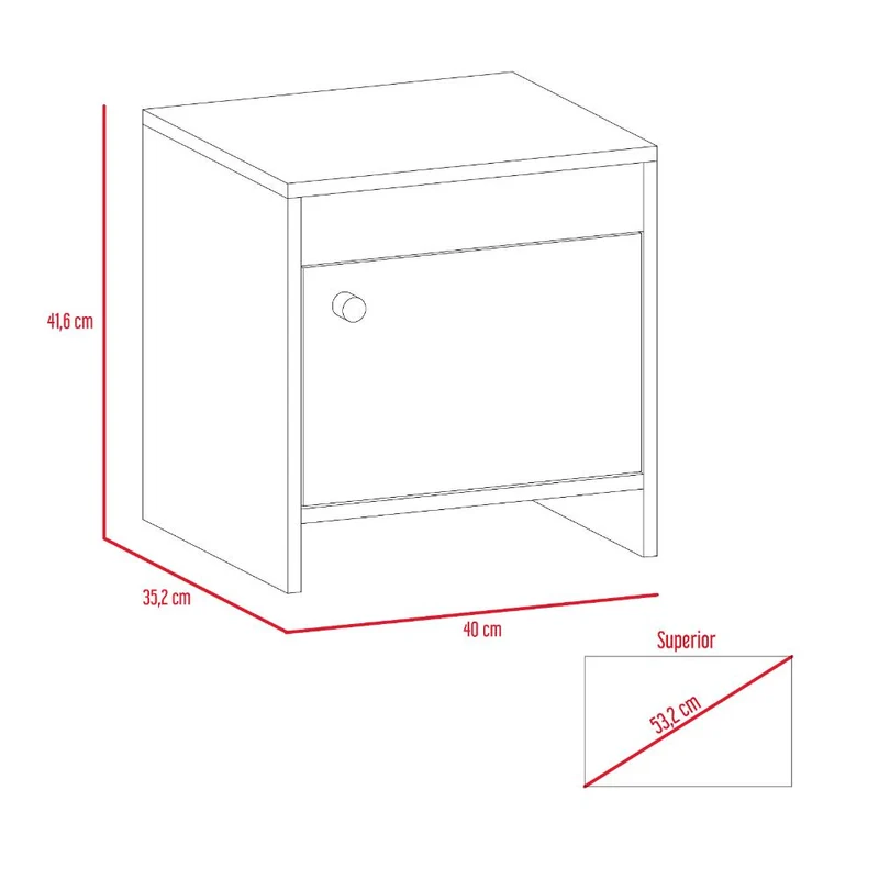 Mesa de Noche Tutto, Café Claro, con Cajón para Guardar Objetos Ideal para Espacios Reducidos