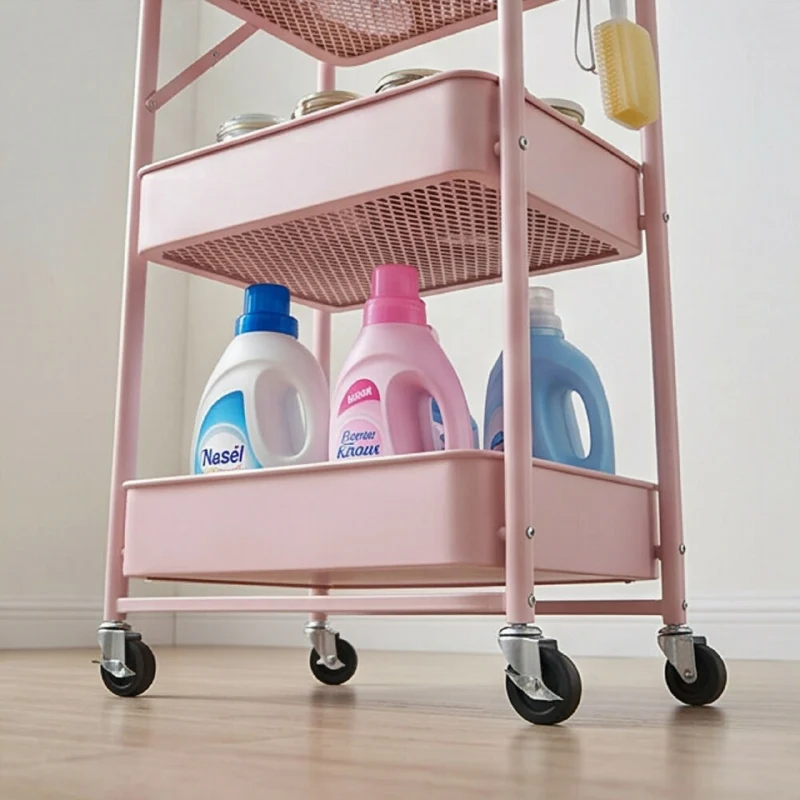 Organizador Metálico Plegable OR08 con Ruedas Carrito Multiusos de 3 Niveles para Cocina y Hogar