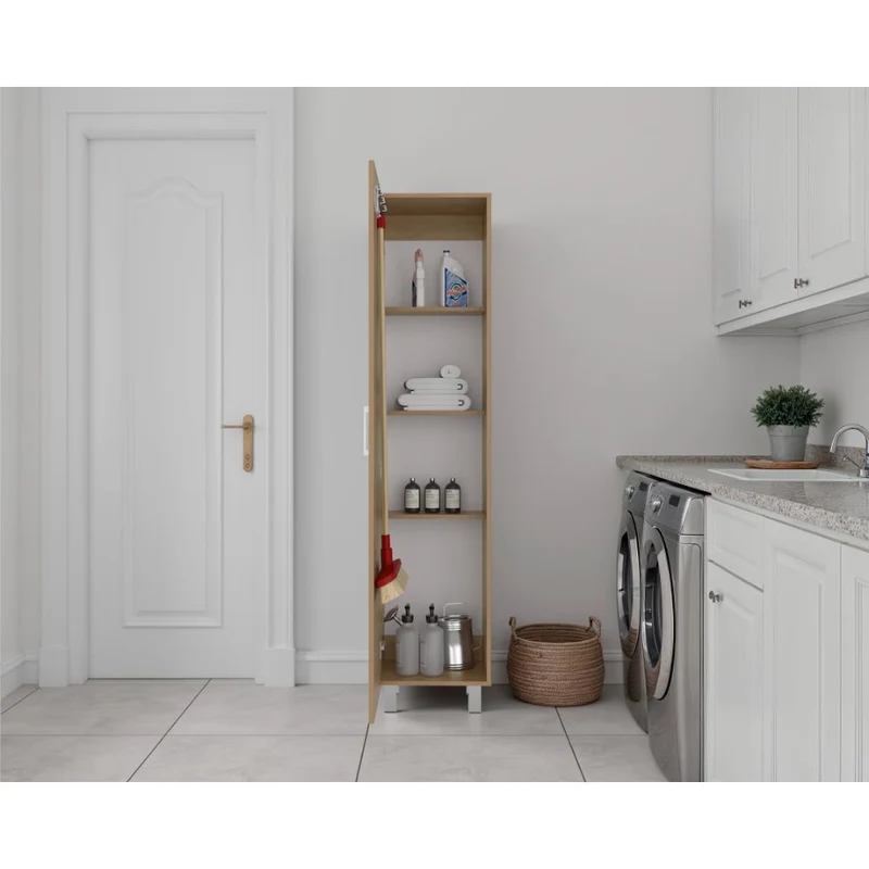 Mueble de Aseo Vinto, Fresno Europeo, con Colgador de Escobas ZF