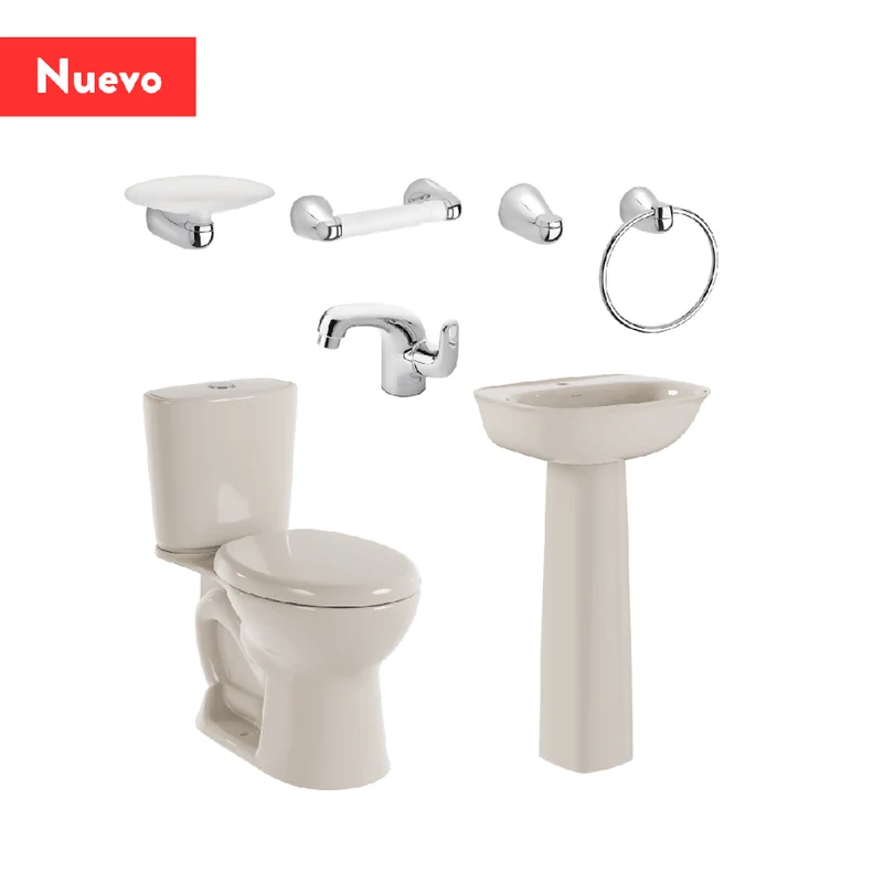 Combo Corona Sanitario Aluvia Redondo con Pedestal Bone