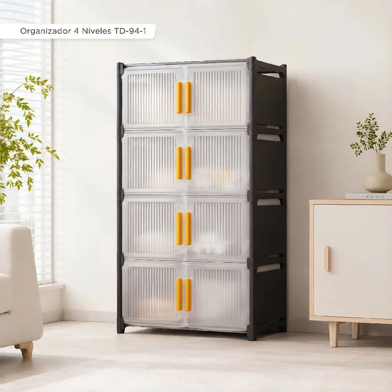 Mueble Organizador 4 Niveles Multiusos Tipo Armario Con Puertas Y Manijas TD-94-1