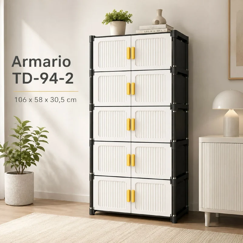 Mueble Organizador 5 Niveles Multiusos Tipo Armario Con Puertas Y Manijas TD-94-2