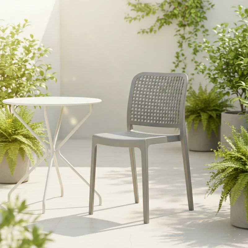 Silla Bronx , Gris Oscuro, con Espaldar en Cuadrados y Diseño Minimalista