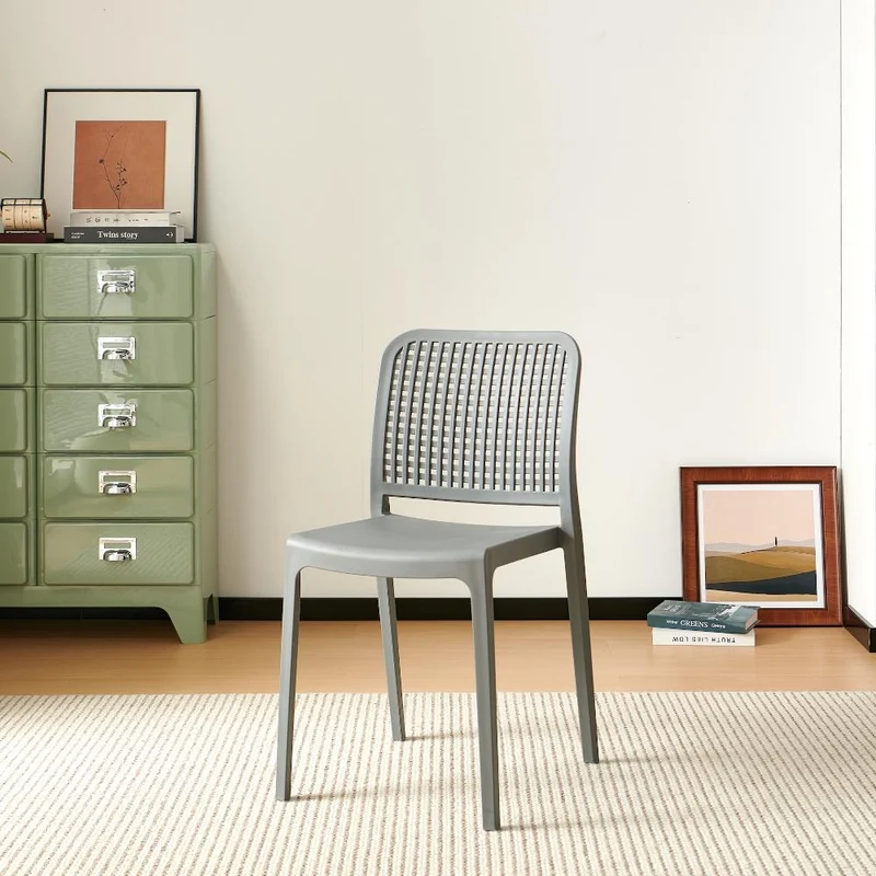 Silla Bronx , Gris Oscuro, con Espaldar en Cuadrados y Diseño Minimalista
