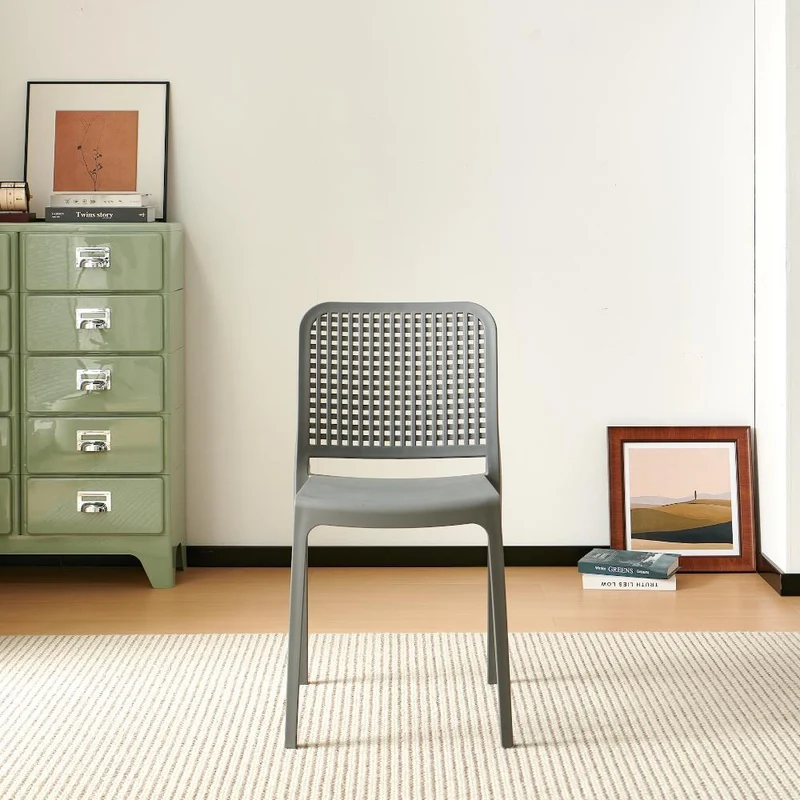 Silla Bronx , Gris Oscuro, con Espaldar en Cuadrados y Diseño Minimalista