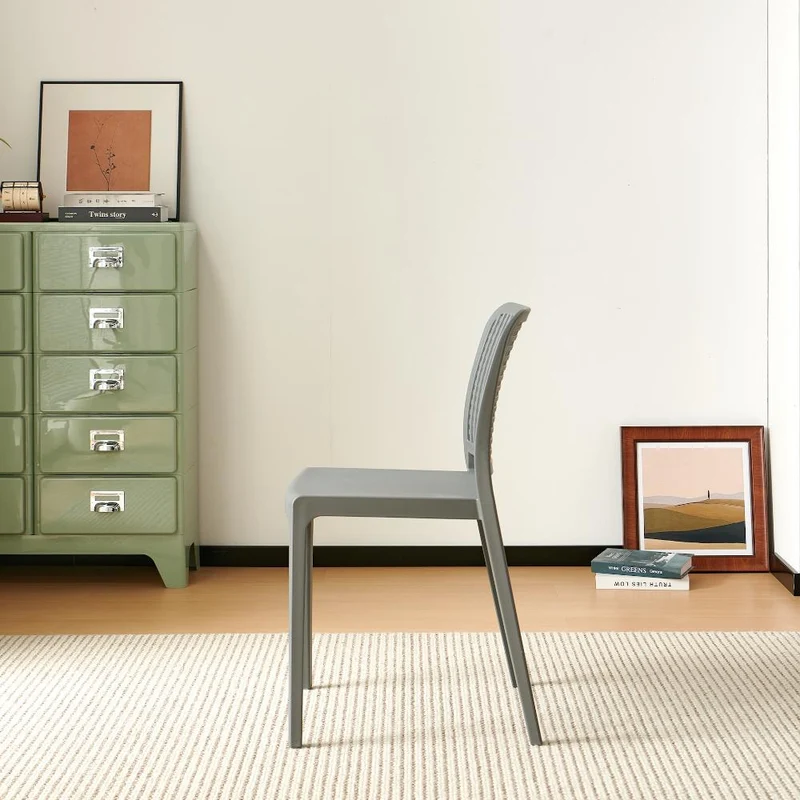Silla Bronx , Gris Oscuro, con Espaldar en Cuadrados y Diseño Minimalista