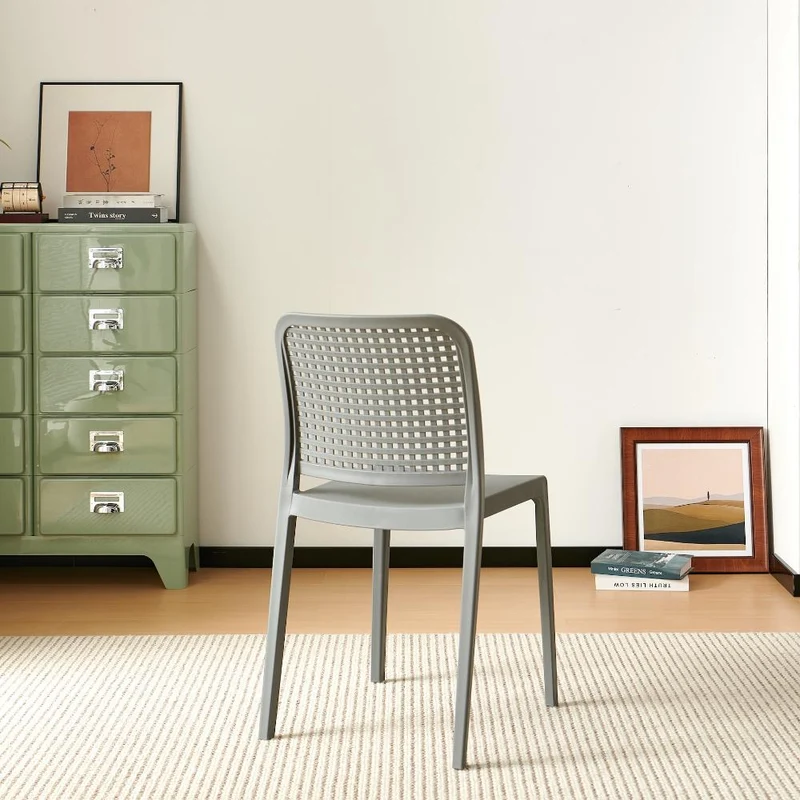 Silla Bronx , Gris Oscuro, con Espaldar en Cuadrados y Diseño Minimalista