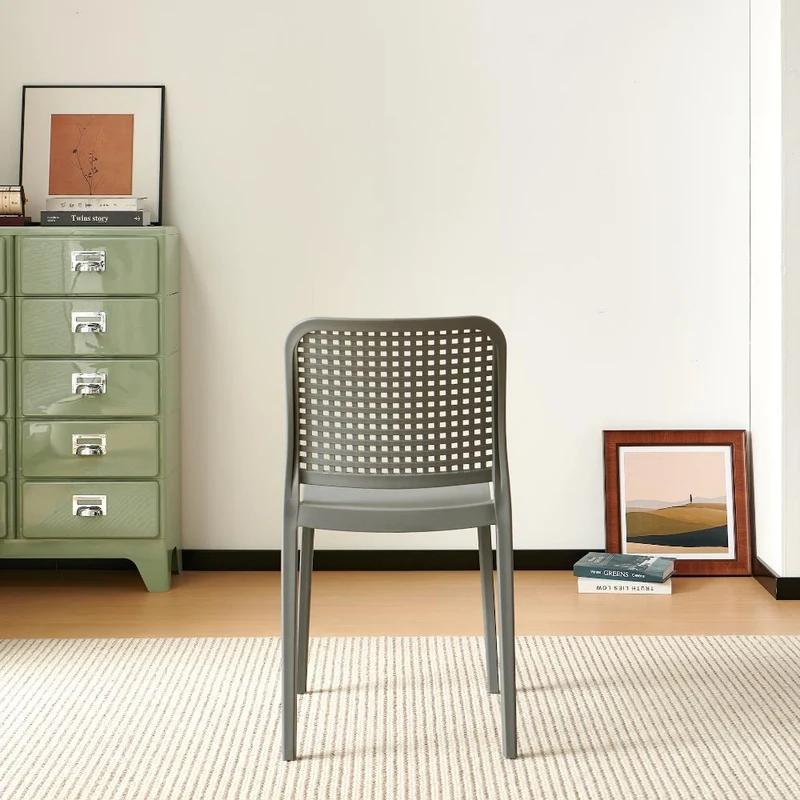 Silla Bronx , Gris Oscuro, con Espaldar en Cuadrados y Diseño Minimalista