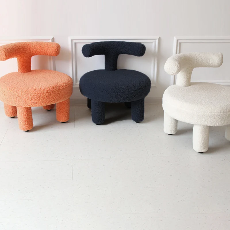 Contemporary Nordic Sherpa Fabric Wood Plywood Sponge Round Chair Backrest For Living Room