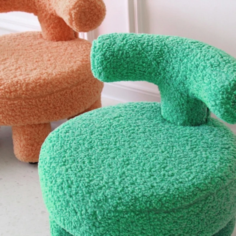 Contemporary Nordic Sherpa Fabric Wood Plywood Sponge Round Chair Backrest For Living Room