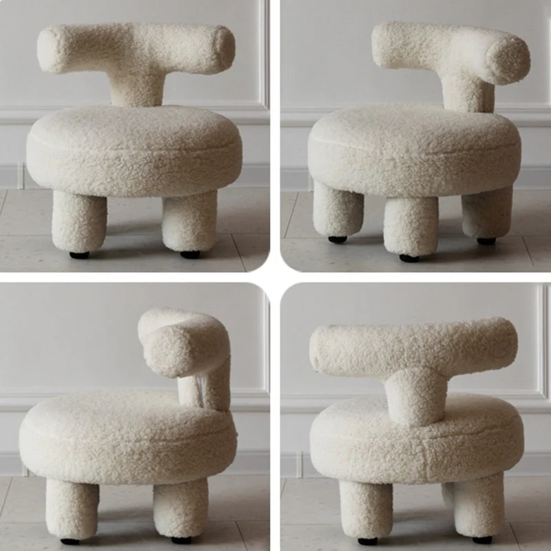 Contemporary Nordic Sherpa Fabric Wood Plywood Sponge Round Chair Backrest For Living Room