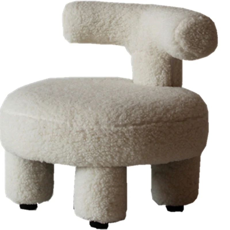 Contemporary Nordic Sherpa Fabric Wood Plywood Sponge Round Chair Backrest For Living Room
