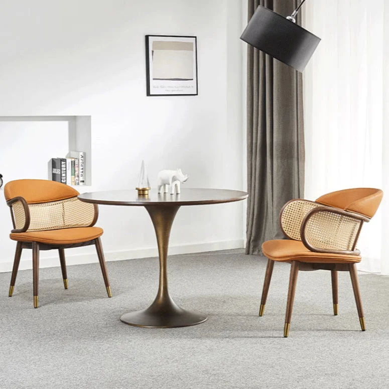 Contemporary Nordic Square Synthetic Fabric Faux Rattan Ash Wood Chair For Living Room