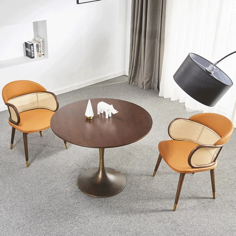 Contemporary Nordic Square Synthetic Fabric Faux Rattan Ash Wood Chair For Living Room