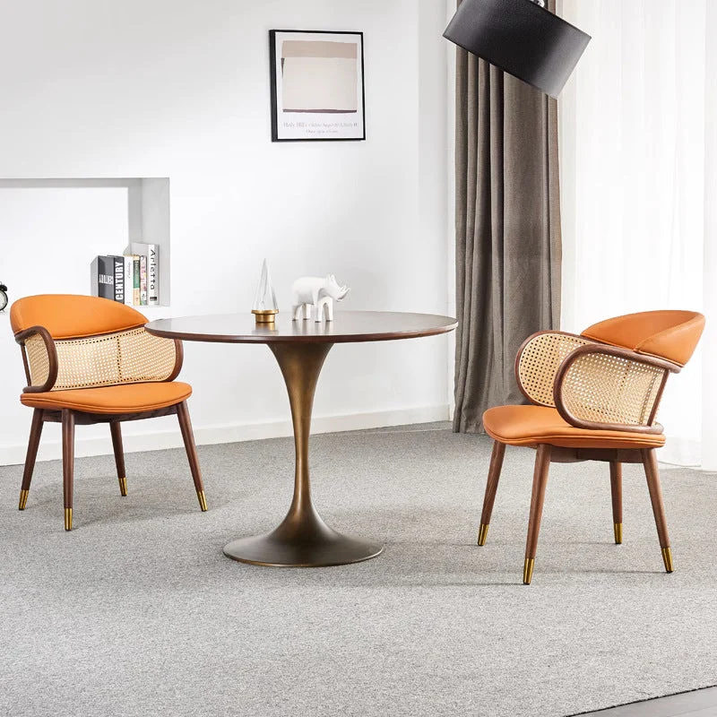 Contemporary Nordic Square Synthetic Fabric Faux Rattan Ash Wood Chair For Living Room