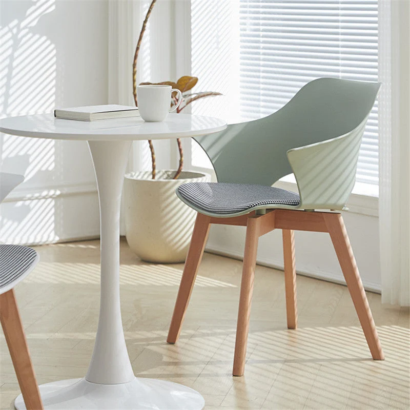 Contemporary Nordic Square Trapezoidal PP Plastic Stainless Steel Basswood Chair Backrest For Living Room