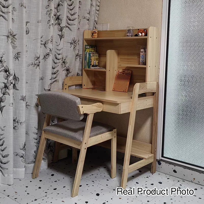 Contemporary Nordic Rubber Wood Cotton Linen Sponge Square Desk Chair Backrest Armrest For Home Office
