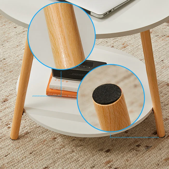 Modern Simplicity Round Medium-Density Fiberboard PIne Wood Grain Board Top End Table 2-Tier For Living Room