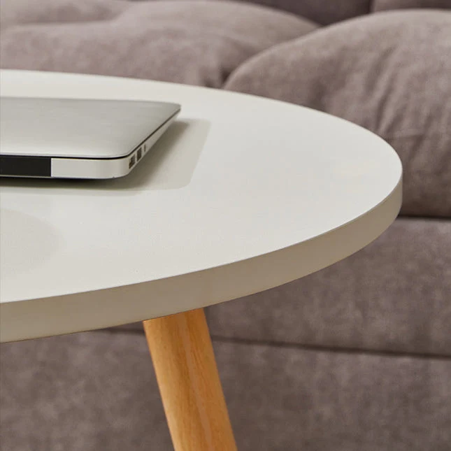 Modern Simplicity Round Medium-Density Fiberboard PIne Wood Grain Board Top End Table 2-Tier For Living Room