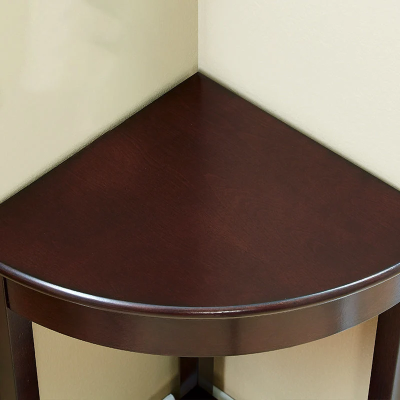Contemporary Retro Triangle MDF Veneer Rubber Wood Side Table 2-Tier For Living Room