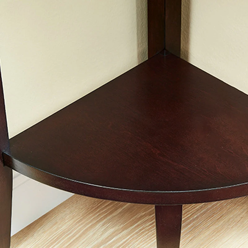 Contemporary Retro Triangle MDF Veneer Rubber Wood Side Table 2-Tier For Living Room