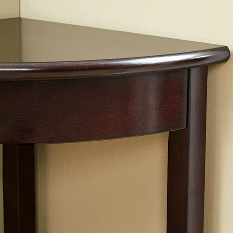 Contemporary Retro Triangle MDF Veneer Rubber Wood Side Table 2-Tier For Living Room