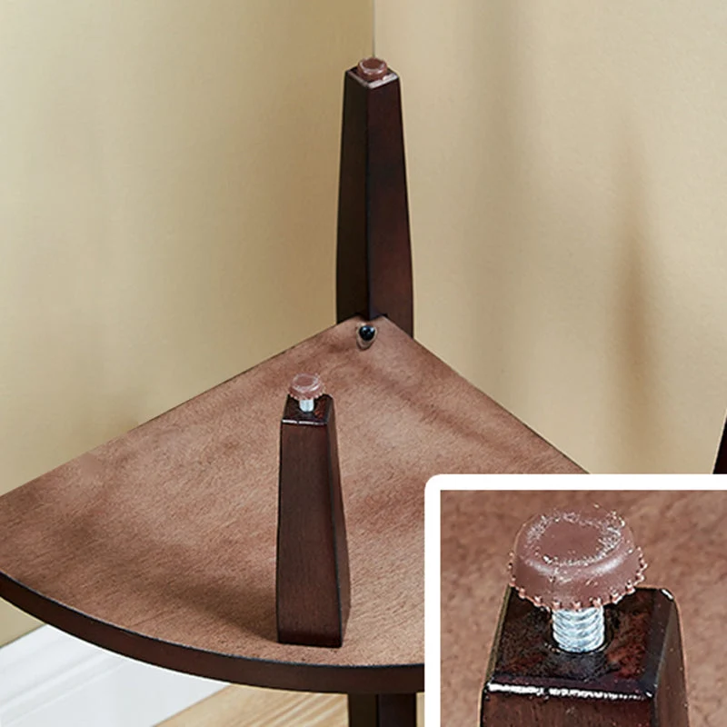 Contemporary Retro Triangle MDF Veneer Rubber Wood Side Table 2-Tier For Living Room
