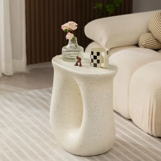 Contemporary Creative Wine Glass Shapes Magnesium Oxide End Table 1-Tier For Living Room