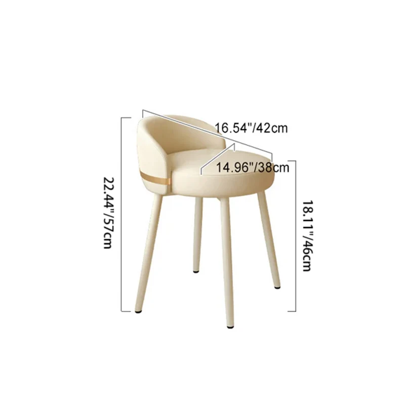 Contemporary Scandinavian Round Faux Nappa Leather Swivel Vanity Stool Low Back For Bedroom