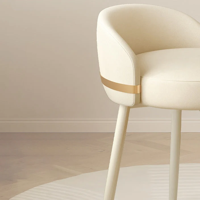 Contemporary Scandinavian Round Faux Nappa Leather Swivel Vanity Stool Low Back For Bedroom