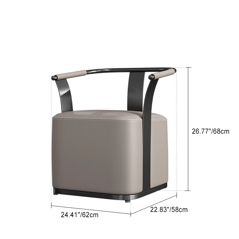 Modern Minimalist Square Stainless Steel Microfiber Leather Chair Backrest Armrest For Living Room