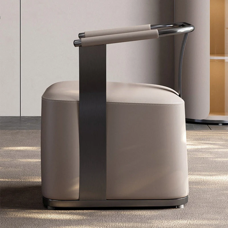 Modern Minimalist Square Stainless Steel Microfiber Leather Chair Backrest Armrest For Living Room