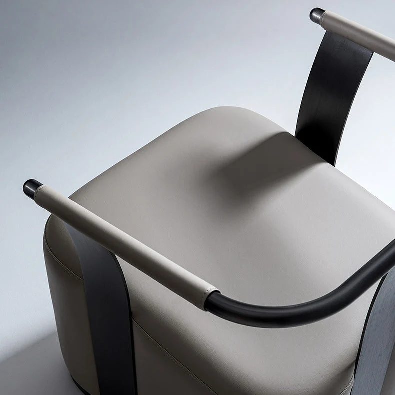 Modern Minimalist Square Stainless Steel Microfiber Leather Chair Backrest Armrest For Living Room