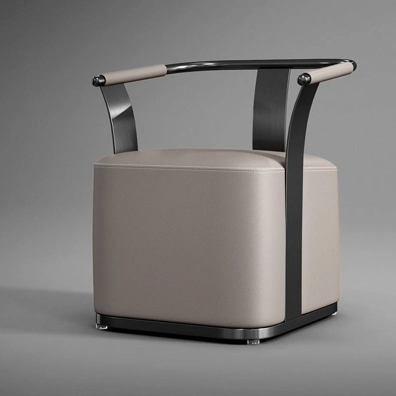 Modern Minimalist Square Stainless Steel Microfiber Leather Chair Backrest Armrest For Living Room