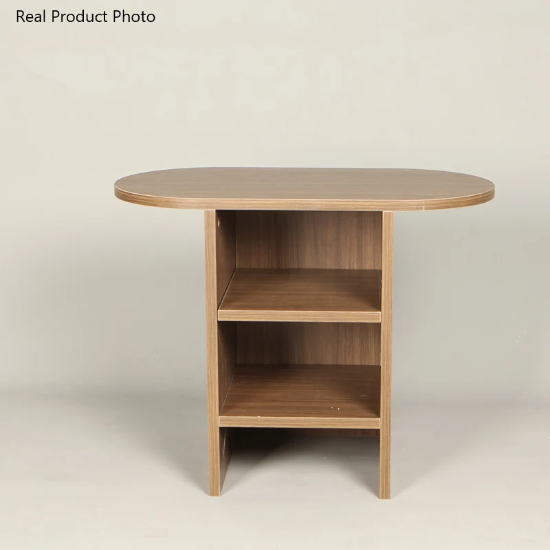 Traditional Vintage Oval Tabletop Rectangle Plywood End Table For Living Room