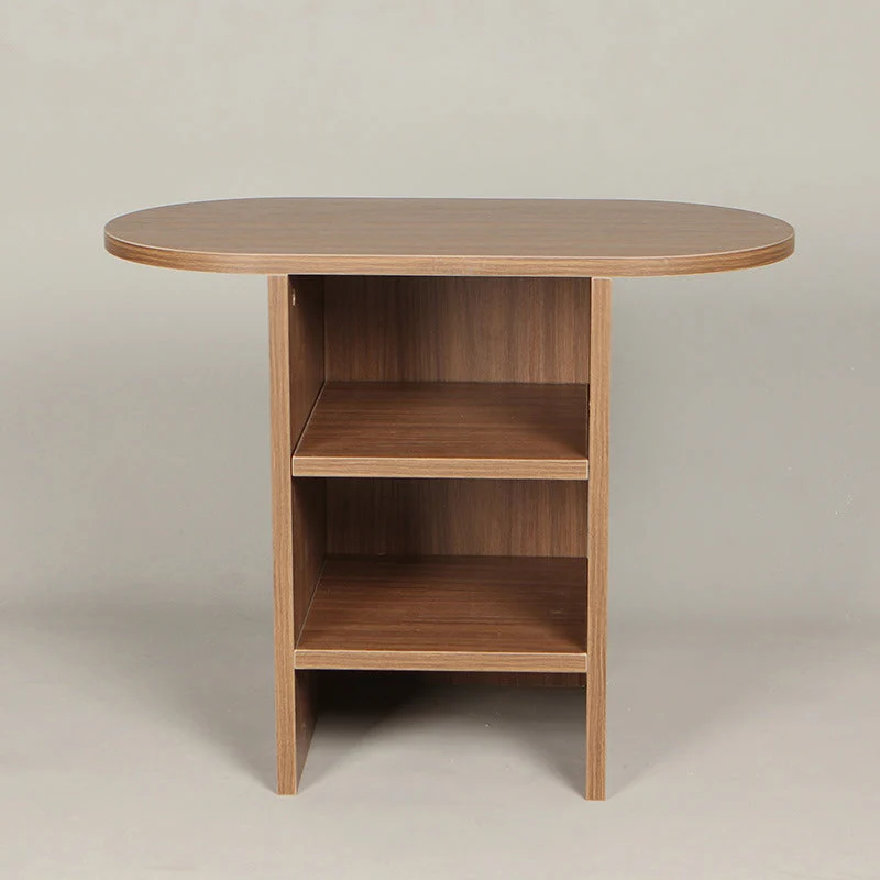 Traditional Vintage Oval Tabletop Rectangle Plywood End Table For Living Room
