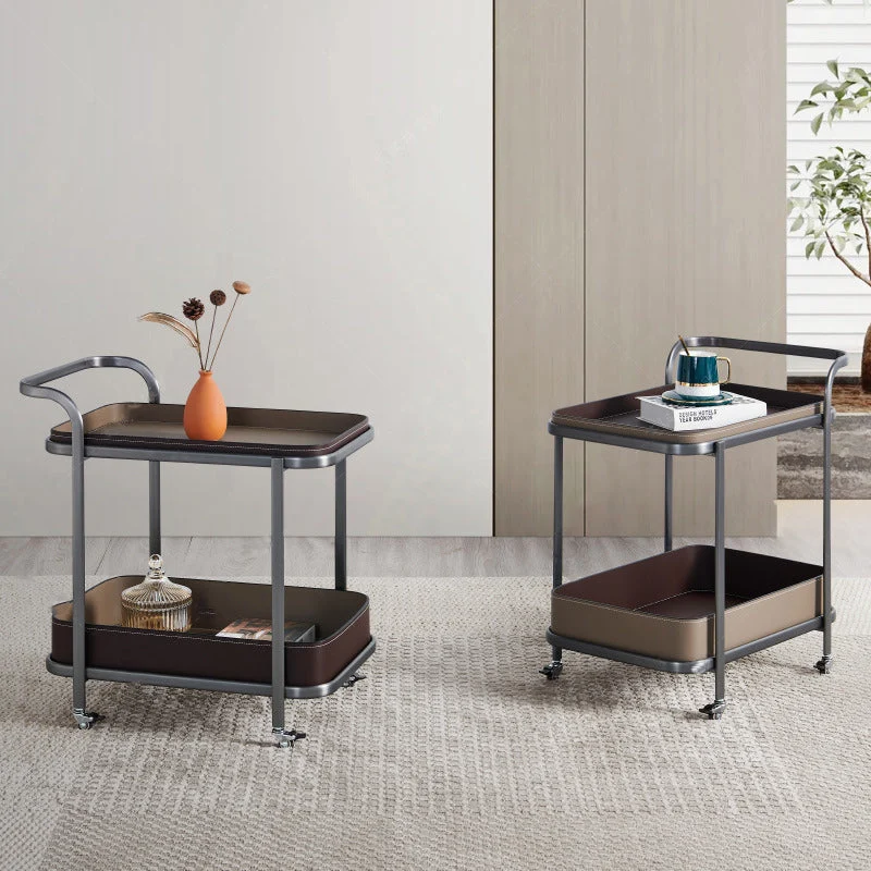 Contemporary Nordic Rectangular Saddle-Style Faux Leather Stainless Steel Removable End Table 1-Storage For Living Room