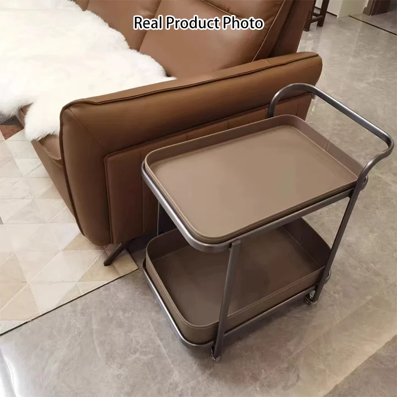 Contemporary Nordic Rectangular Saddle-Style Faux Leather Stainless Steel Removable End Table 1-Storage For Living Room