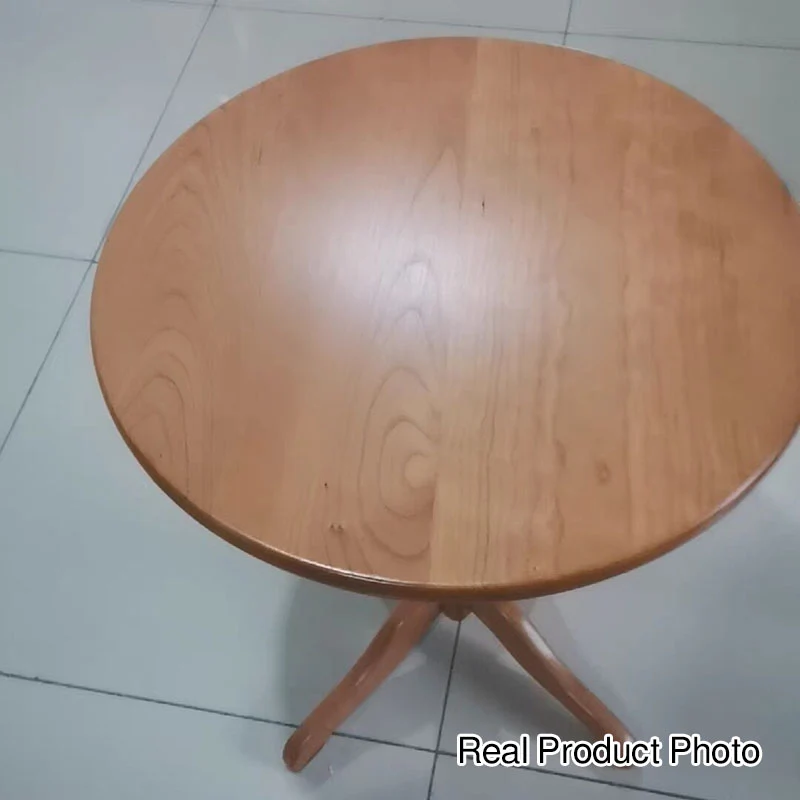 Contemporary Nordic Round Square Cherry Wood End Table 4-Leg For Living Room