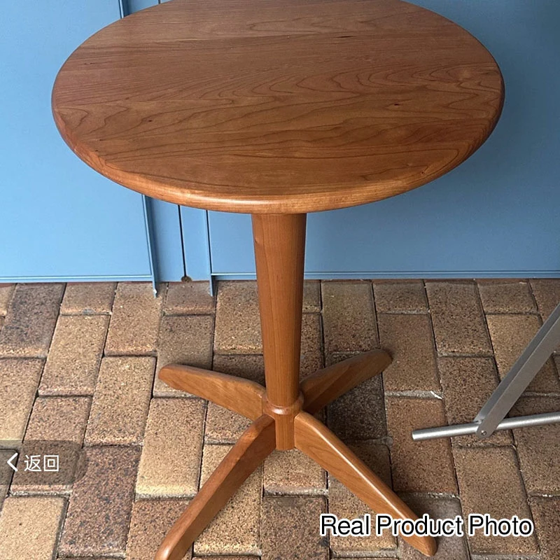 Contemporary Nordic Round Square Cherry Wood End Table 4-Leg For Living Room