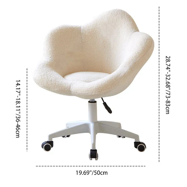Modern Minimalist Plum Round Sherpa Fabric Metal Vanity Stool Backrest Armless For Bedroom