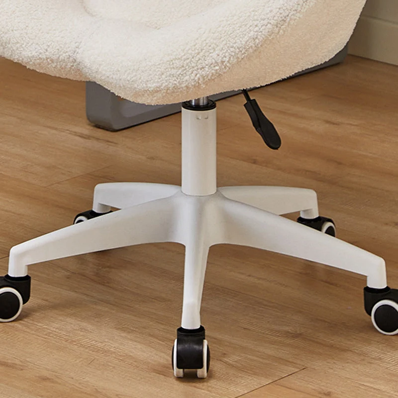Modern Minimalist Plum Round Sherpa Fabric Metal Vanity Stool Backrest Armless For Bedroom