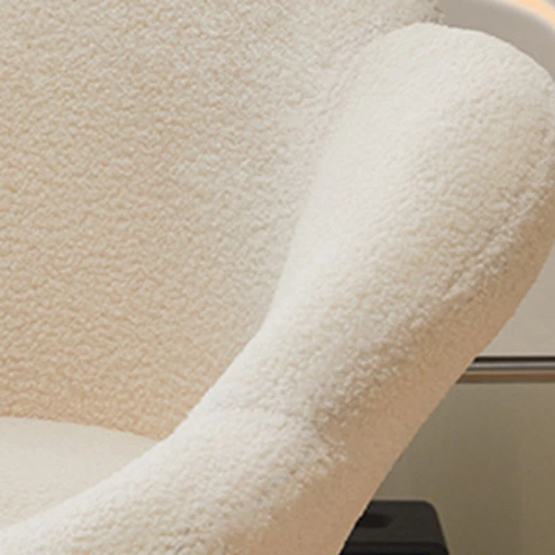 Modern Minimalist Plum Round Sherpa Fabric Metal Vanity Stool Backrest Armless For Bedroom