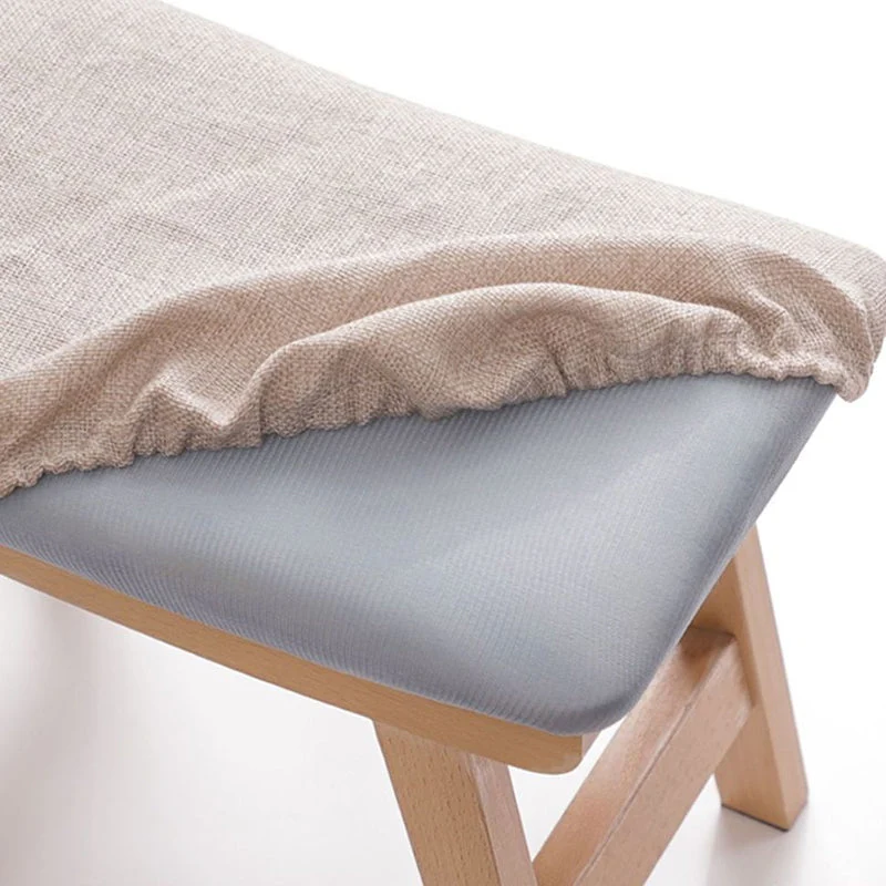 Modern Minimalist Square Cushion Rubberwood Cotton Linen Shoe Bench Low Stool For Living Room