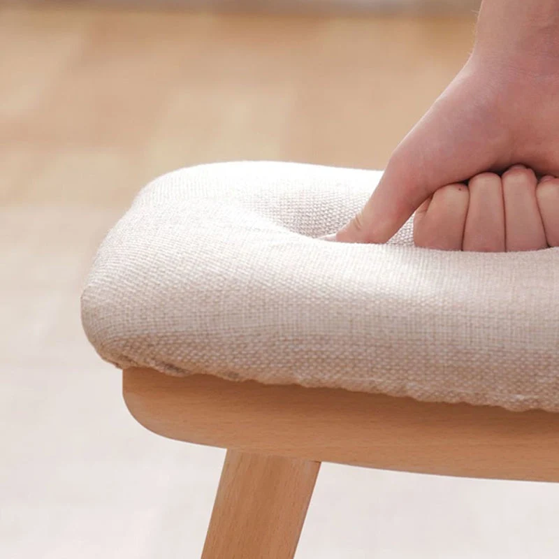 Modern Minimalist Square Cushion Rubberwood Cotton Linen Shoe Bench Low Stool For Living Room