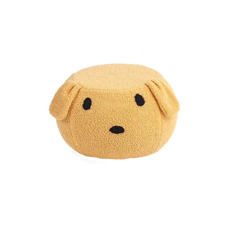 Modern Art Deco Round Teddy Fleece Plywood Low Stool Backless Armless For Living Room