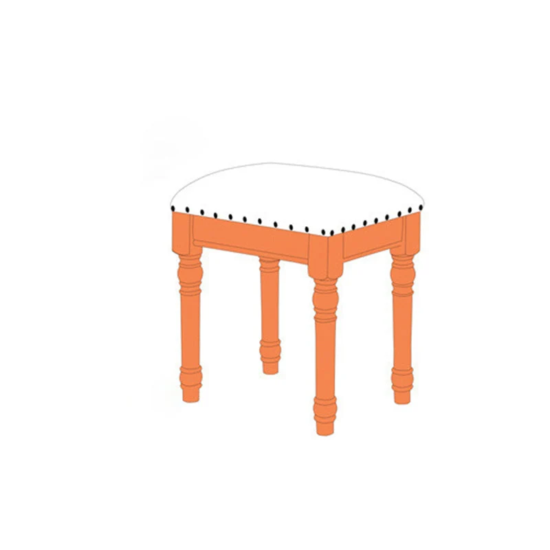 Contemporary Scandinavian Square Linen Faux Leather Rubberwood Vanity Stool Backless Armless For Bedroom