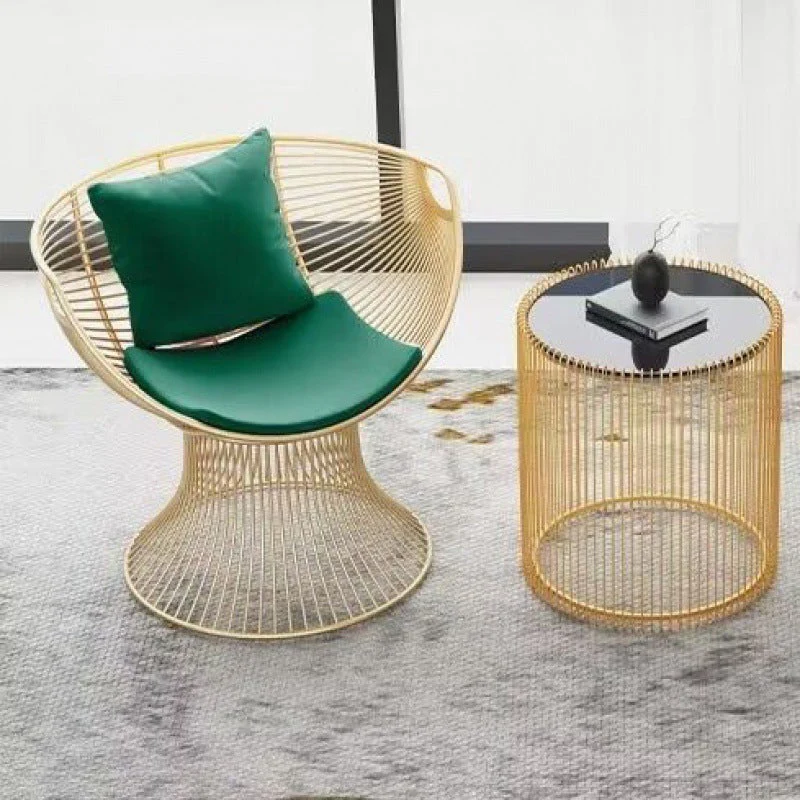 Modern Luxury Oval Curved Upholstered Iron Velvet Chair For Living Room