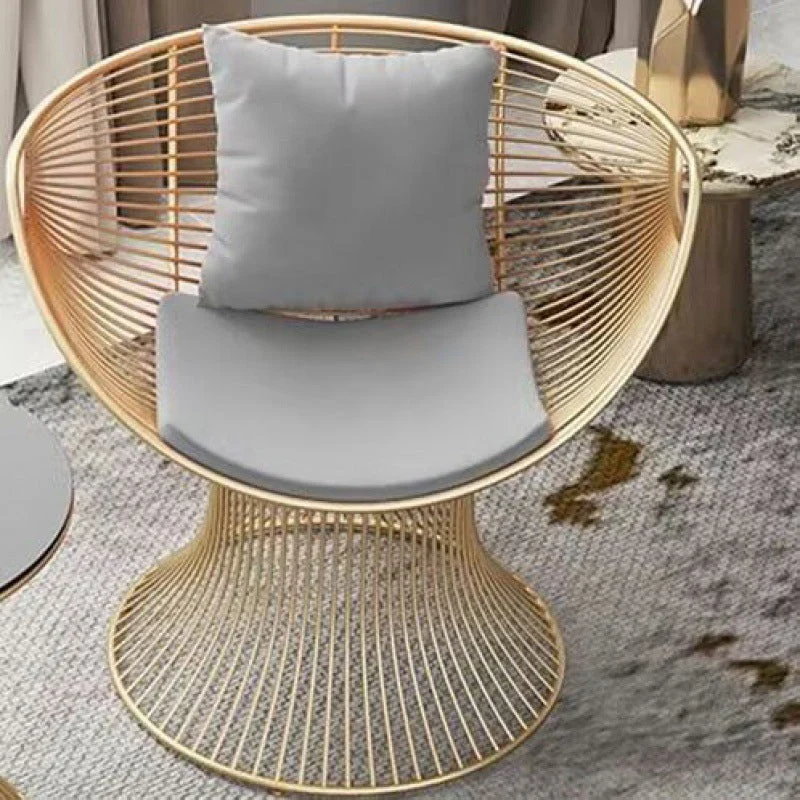 Modern Luxury Oval Curved Upholstered Iron Velvet Chair For Living Room